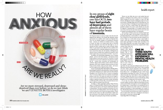 Marie Claire Nov 2015 Anxiety